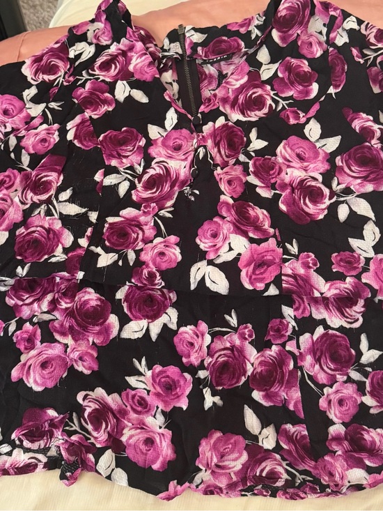 torrid Tops - Floral Black & Magenta Women's Blouse